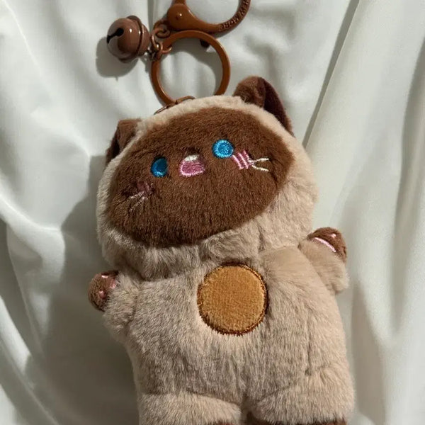 [BUNJANG] Cat Keychain Plush with Squeaker and Bell / 고양이 키링인형(딸랑이+배 누르면 삑삑소리나요)