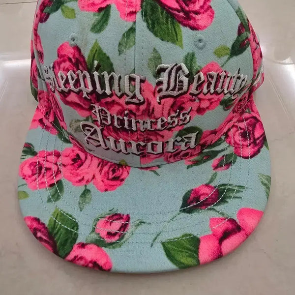 [BUNJANG] Disney Sleeping Beauty Aurora Floral Pattern Snapback / 디즈니 오로라 공주 플로럴 패턴 스냅백