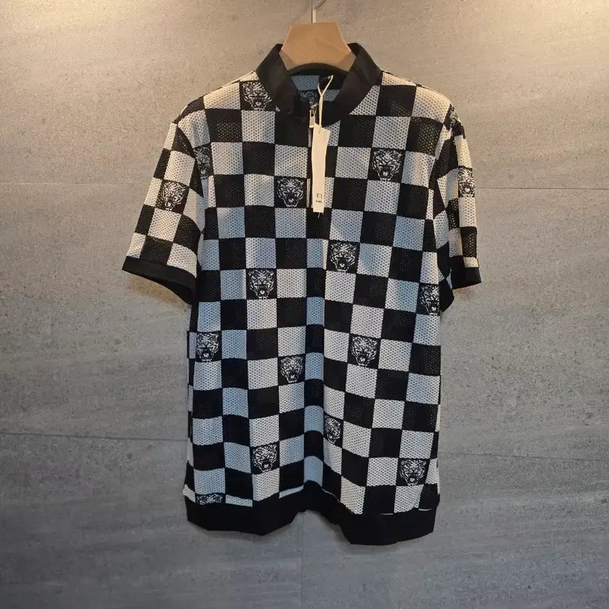 [BUNJANG] WUYUE Check Pattern Short Sleeve Polo T-Shirt / WUYUE. 체크 패턴. 반팔 티셔츠. 미착