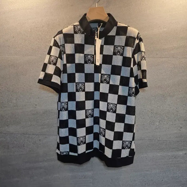 [BUNJANG] WUYUE Check Pattern Short Sleeve Polo T-Shirt / WUYUE. 체크 패턴. 반팔 티셔츠. 미착