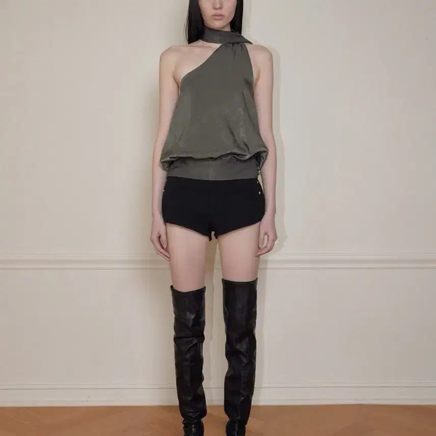 [BUNJANG] Bohemse Wrap Scarf Blouse Khaki / 보헴서 WRAP SCARF BLOUSE 카키