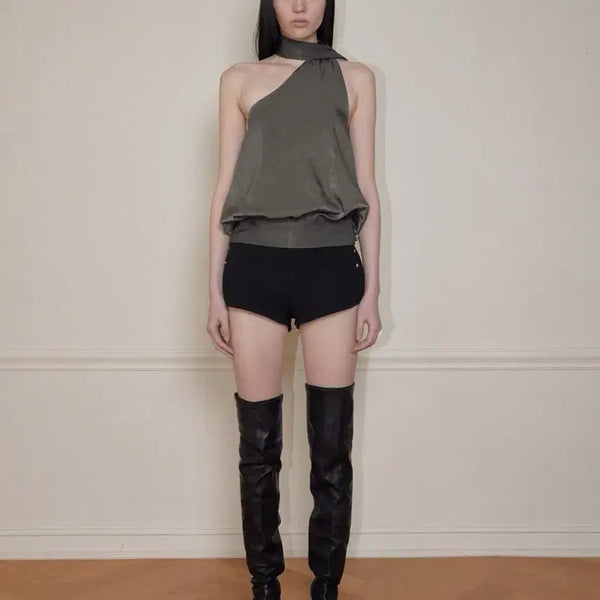[BUNJANG] Bohemse Wrap Scarf Blouse Khaki / 보헴서 WRAP SCARF BLOUSE 카키