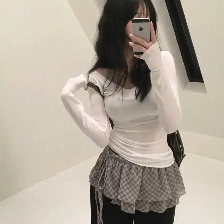 [BUNJANG] Liz Liverpool Preppy Layered Wrap Skirt Check - Beige / 에이블리 리즈리버 프레피 레이어드 랩 레이어드 스커트 체크 진베이지