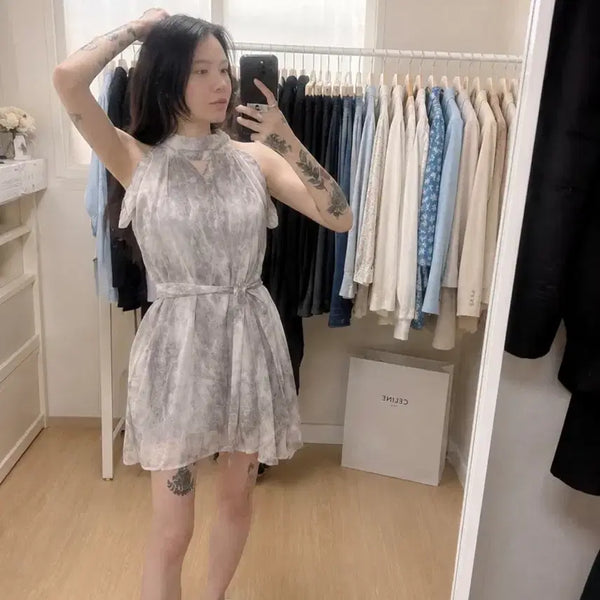 [BUNJANG] Halterneck Chiffon Dress / 홀터넥 쉬폰 원피스