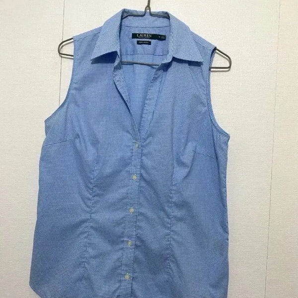 [BUNJANG] Ralph Lauren Check Sleeveless Blouse / 랄프로렌 체크 민소매 블라우스