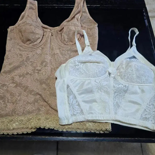 [BUNJANG] Cenlady Women's Shapewear (M, XL) - Beige & Ivory Lace Design Bundle / Cenlady 여성 보정 속옷 M,XL 일괄