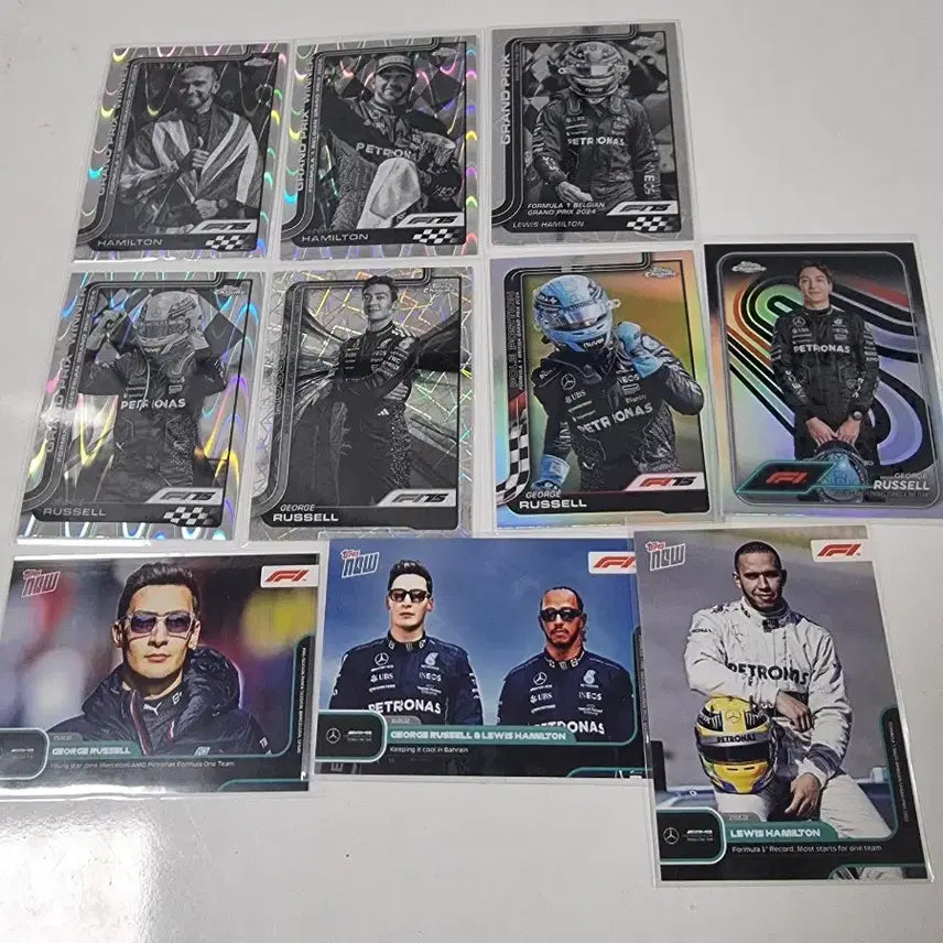 [BUNJANG] Topps Chrome Mercedes Russell & Lewis Hamilton 10-Card Set / 탑스 크롬 topps now 메르세데스 러셀, 해밀턴 10장