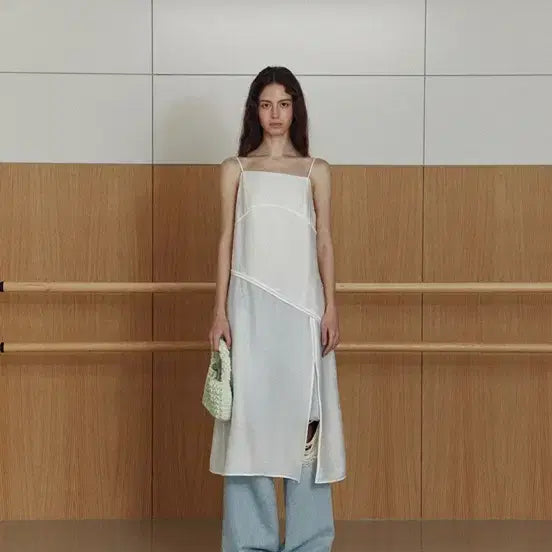 [BUNJANG] LE RAYERED Sheer Slit Layered Dress Cream / 르 레이어드 원피스 크림 sheer slit layered ops (한겨레pick)