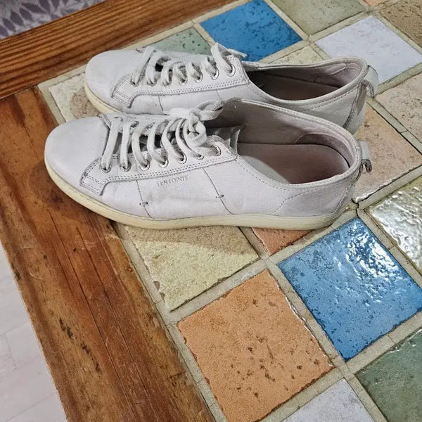 [BUNJANG] Tenpoint Leather Sneakers White / 텐포인트 가죽 스니커즈 흰색