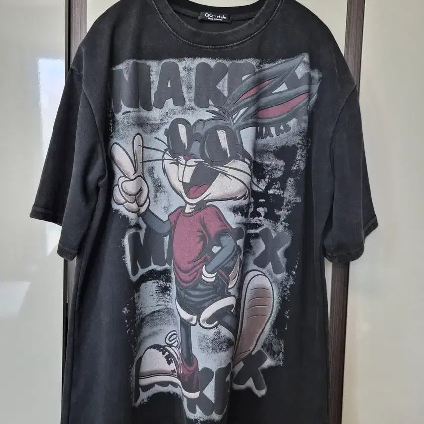 [BUNJANG] Oversized Fit Bunny Graphic Print Short Sleeve T-Shirt / 오버핏 버니 반팔티
