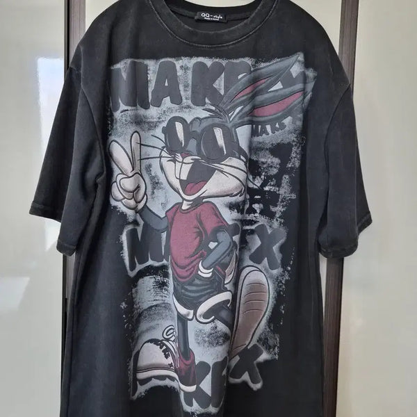 [BUNJANG] Oversized Fit Bunny Graphic Print Short Sleeve T-Shirt / 오버핏 버니 반팔티