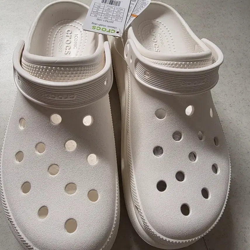[BUNJANG] Crocs Classic Crush Clog White 280 / 크록스 클래식 크러쉬 클로그 화이트정품280