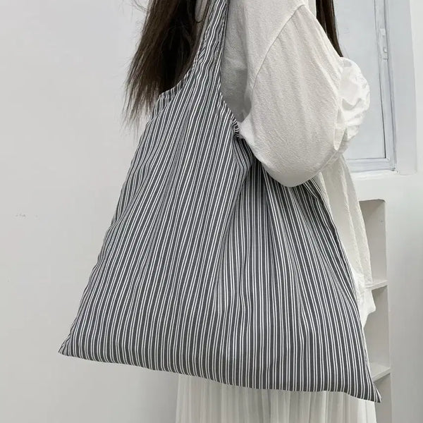 [BUNJANG] Stripe Eco Bag Black / 스트라이프 에코백 검정