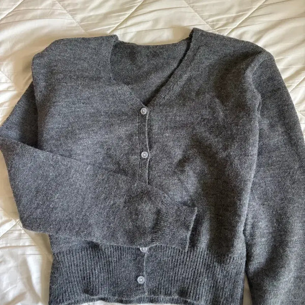 [BUNJANG] Simple Grey Button Pocket Cardigan / 그레이 가디건
