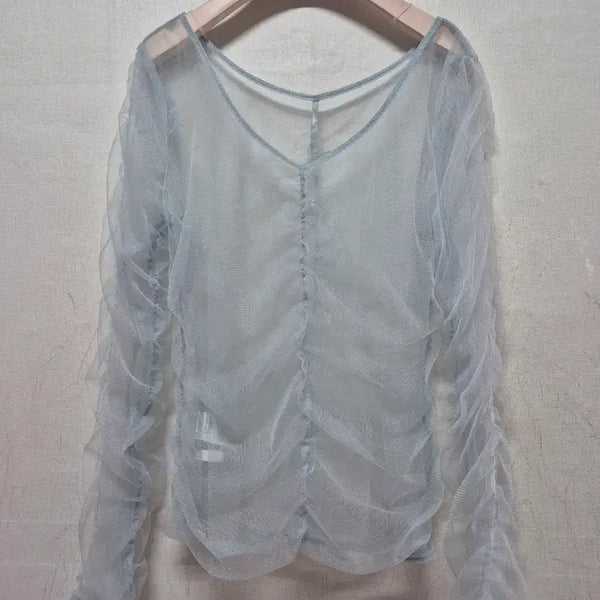 [BUNJANG] Chico Sheer Shirring Blouse / 치코 시스루 셔링 블라우스