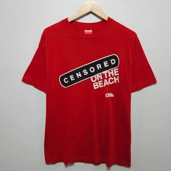 [BUNJANG] The Club 1989 Original USA Vintage 'Censored On The Beach' Promotion T-Shirt / 100 THE CLUB 더클럽 80s 빈티지 프로모션 반팔 티셔츠 USA