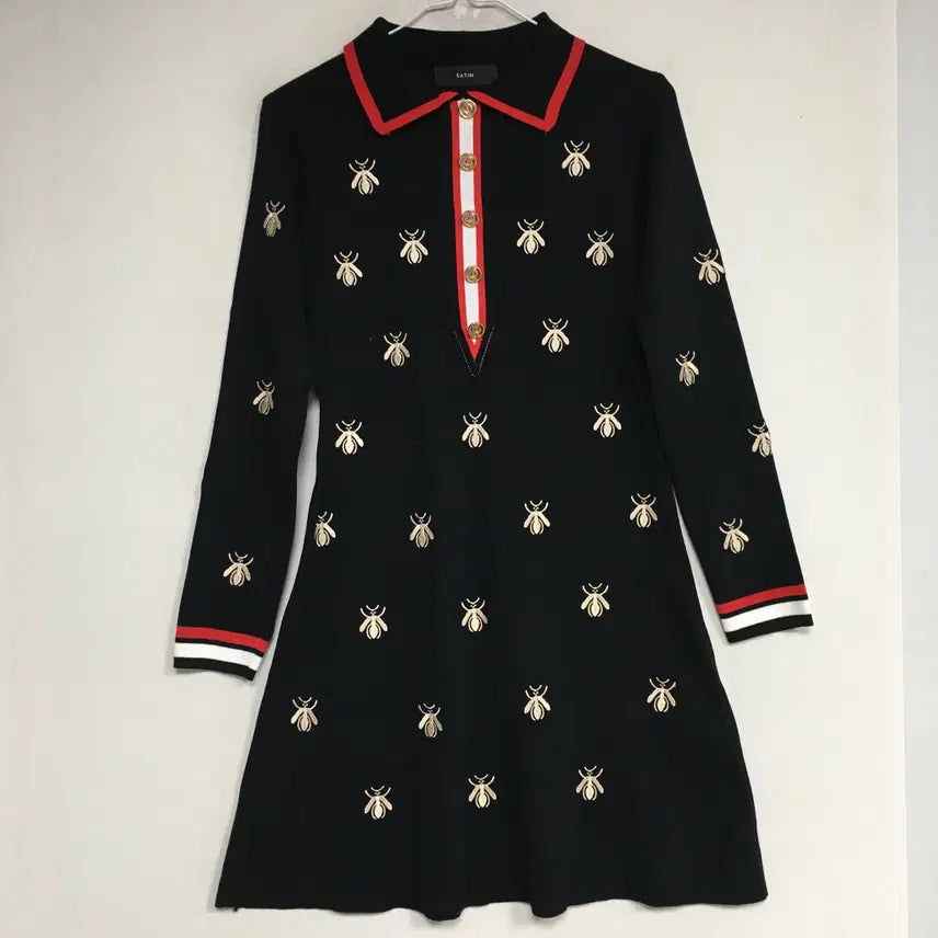 [BUNJANG] SATIN Honeybee Embroidery Dress / SATIN 샤틴 꿀벌 자수 원피스 85