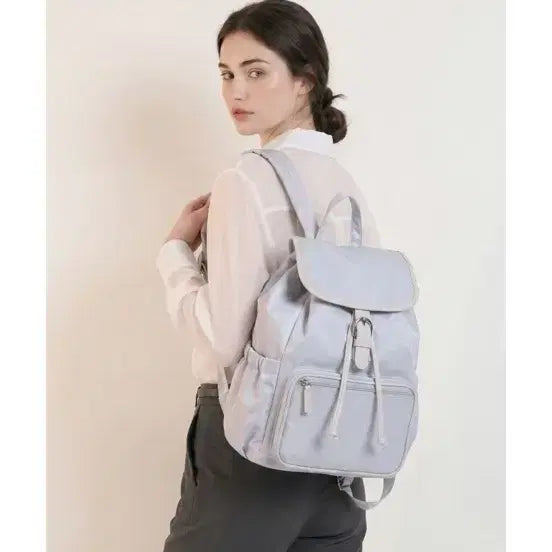 [BUNJANG] Renéo La Belle Flap Backpack Light Grey / 르네오로 라벨르 플랩 라이트 그레이 백팩 페미닌 오피스룩
