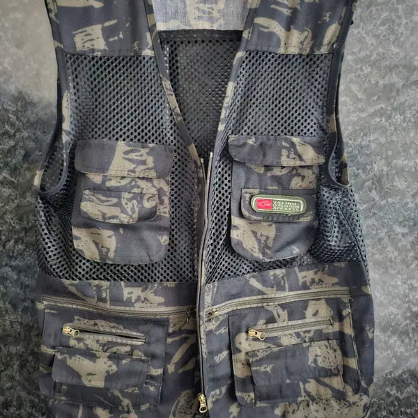 [BUNJANG] Camouflage Mesh Multi-Pocket Vest / 카모플라쥬 메쉬 멀티포켓 조끼 95