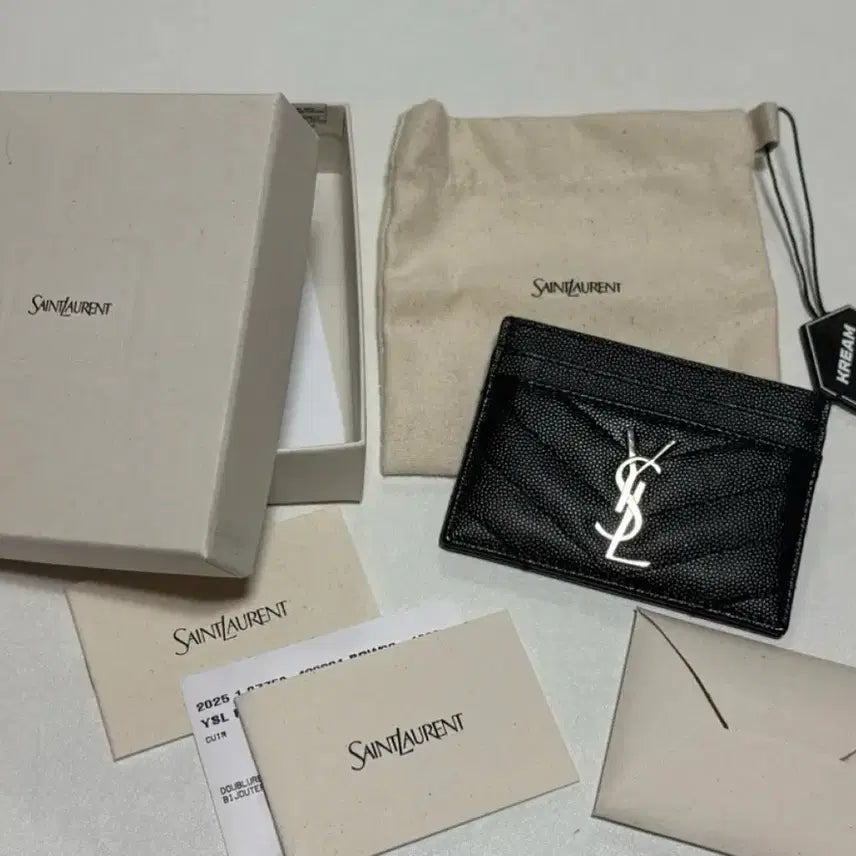 [BUNJANG] Saint Laurent Black Silver-Tone Card Holder / 생로랑 블랙 은장 카드지갑