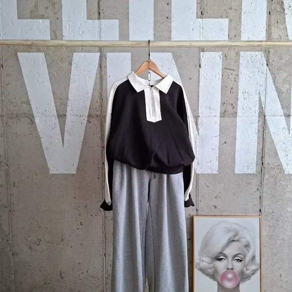 [BUNJANG] Collared Zip-Up Sweatshirt / 고퀼)카라 집업 맨투맨 (TS