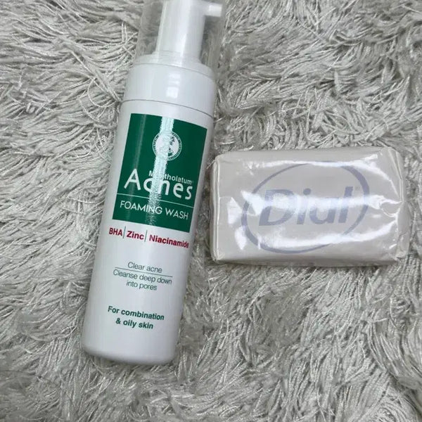 [BUNJANG] Mentholatum Acnes Foam Cleansing + Dial Antibacterial Soap Set / [여드름 졸업 세트] 멘소래담 아크네스 폼클렌징 + 다이알 항균 비누 (얼굴/등드름 완벽 케어)