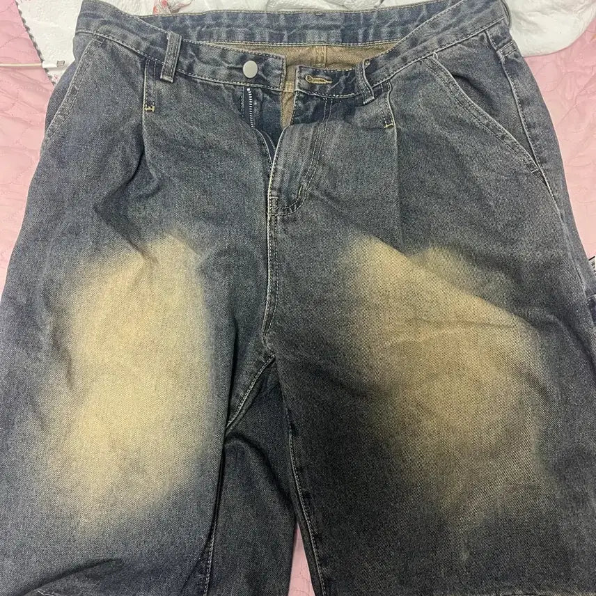 [BUNJANG] Washed Denim Bermuda Shorts / 데님 팬츠 워싱 버뮤다 팬츠