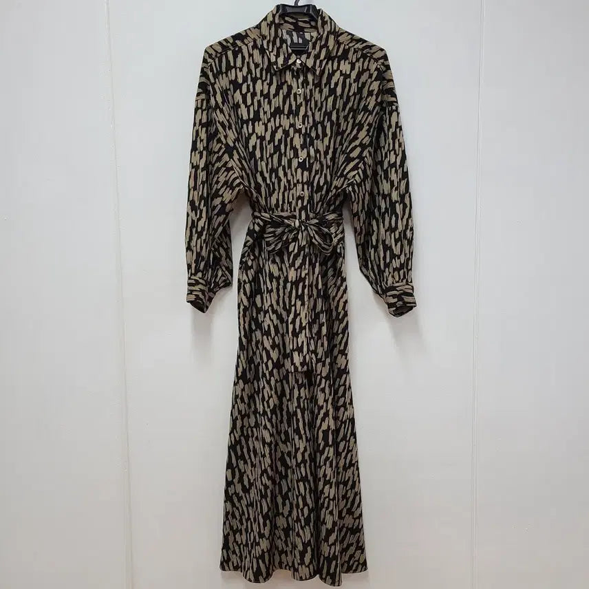 [BUNJANG] Brown Leopard Print Midi Dress / 레오파드 원피스 55-66