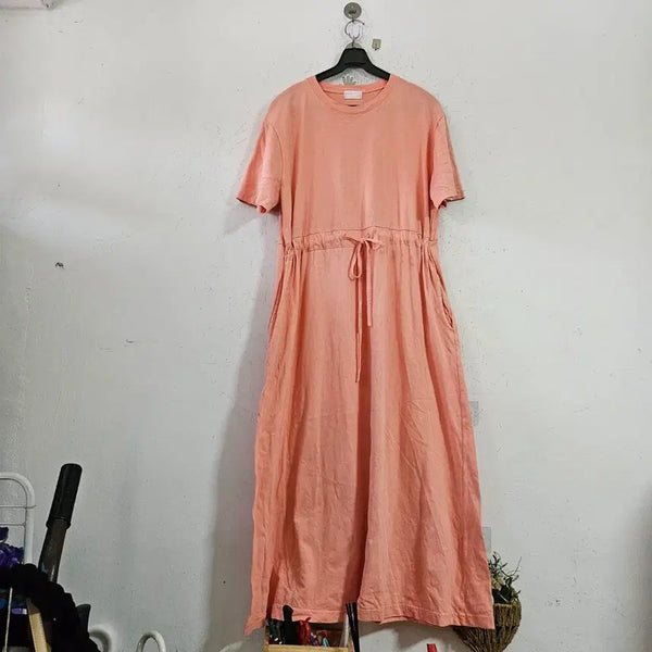 [BUNJANG] Cotton Short Sleeve Dress Melon Color / 반팔면 원피스 멜론색