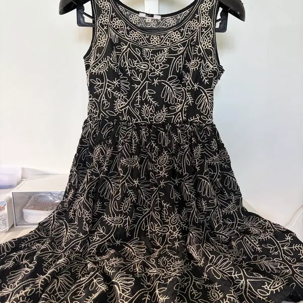 [BUNJANG] Silk Embroidered Dress Black / 실크 자수 원피스 38
