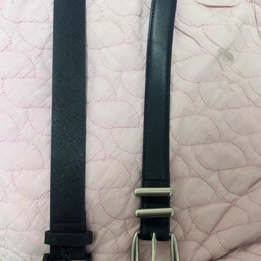 [BUNJANG] Black Belt Set (Silver Buckle, Black Buckle) / 검정색 벨트 2개