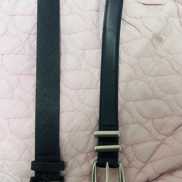 [BUNJANG] Black Belt Set (Silver Buckle, Black Buckle) / 검정색 벨트 2개