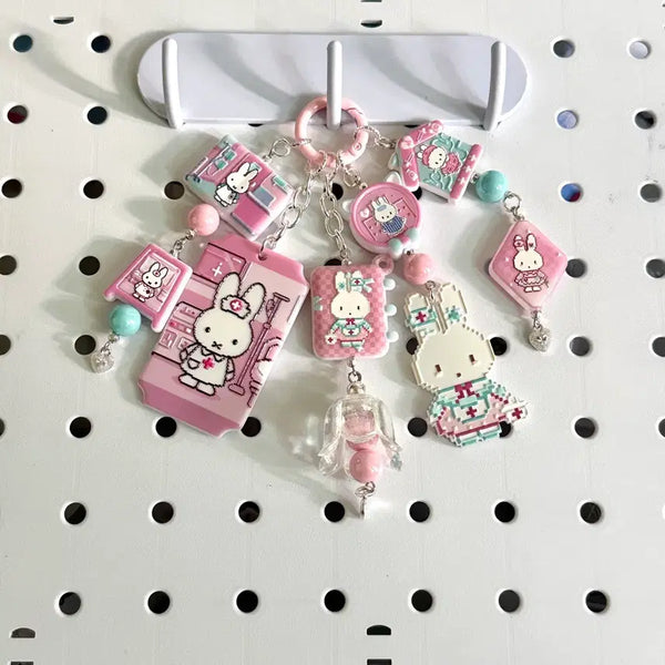 [BUNJANG] Nurse Miffy Design Acrylic Bead Keychain / 간호사 미피 디자인 아크릴 비즈 키링
