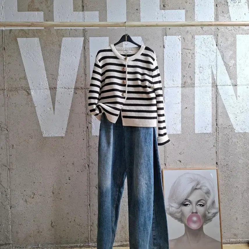 [BUNJANG] Striped Knit Cardigan / 행사6)스트라이프 니트가디건