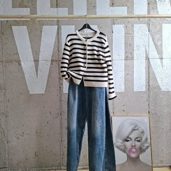 [BUNJANG] Striped Knit Cardigan / 행사6)스트라이프 니트가디건