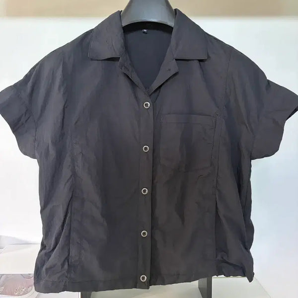 [BUNJANG] Black Nylon Shirt - Size 66 / 블랙 바스락 셔츠 66
