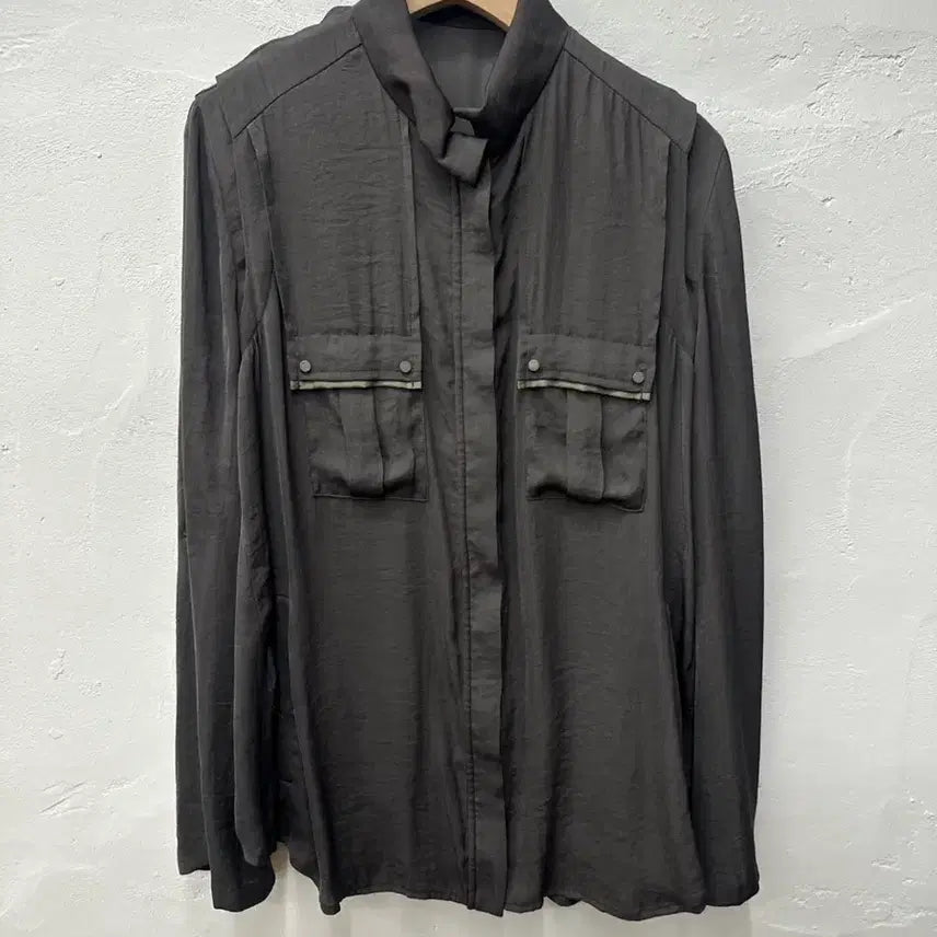 [BUNJANG] SYSTEM Women's Khaki-Gray Zip-Up Jacket Rayon Blend (Size 55-66) / [상태최상] 시스템(SYSTEM) 아우터 여성 자켓 카키그레이 집업 인견혼방 55-66