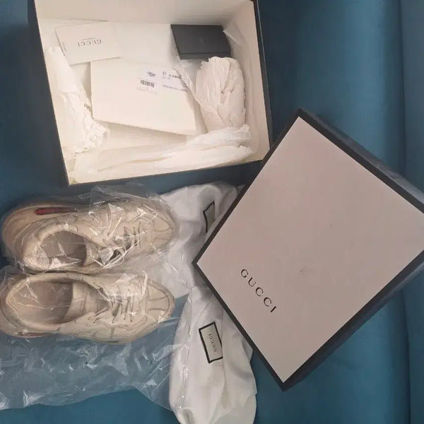 [BUNJANG] Gucci Rhyton Leather Sneakers / 구찌 라이톤 265-270 풀박스 사용감o