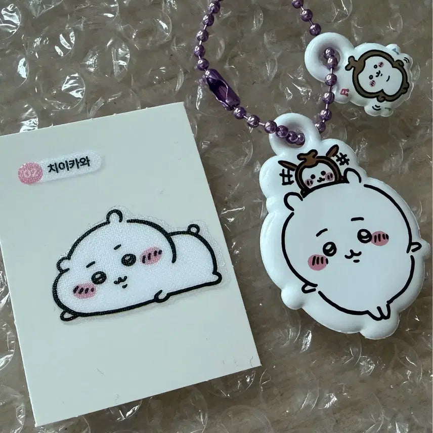 [BUNJANG] Chiikawa Character Keychain & Sticker Set / 치이카와 키링 & 띠부씰