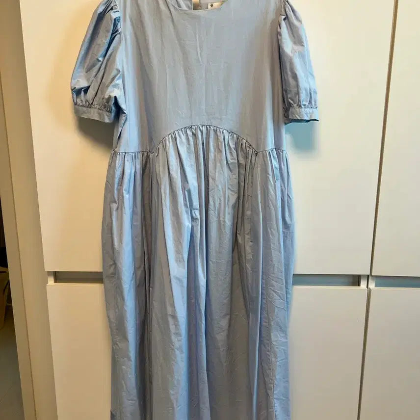 [BUNJANG] Volume Puff Sleeve Sky Blue Dress / 볼륨 퍼프소매 하늘 원피스