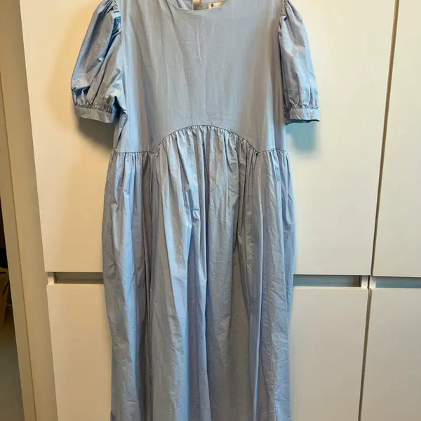 [BUNJANG] Volume Puff Sleeve Sky Blue Dress / 볼륨 퍼프소매 하늘 원피스