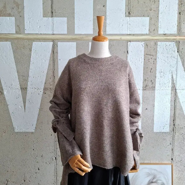 [BUNJANG] Zara Asymmetric Hem Sleeve Tie Knit Sweater / 자라 언발 소매끈 니트스웨터(SB5