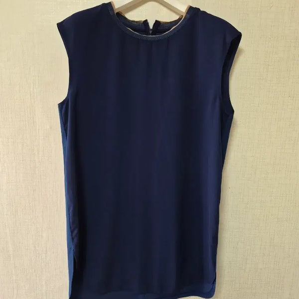 [BUNJANG] KUHO Sleeveless Blouse Navy Size S / 구호 민소매 블라우스