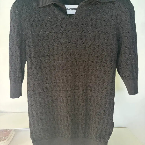 [BUNJANG] Karl Lagerfeld Black Crochet Knit Viscose Blend / 칼 라거펠트 블랙 크로셰 니트 55