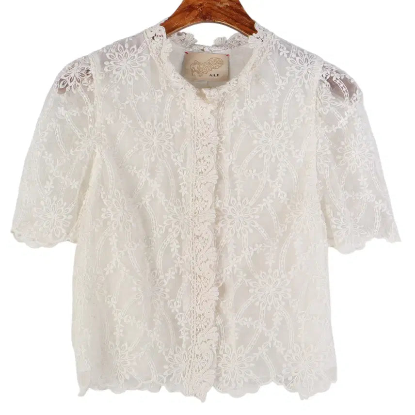[BUNJANG] Aile Lace See-Through Blouse (Women's S) / 에르 AILE 레이스 시스루 블라우스 S / k5855
