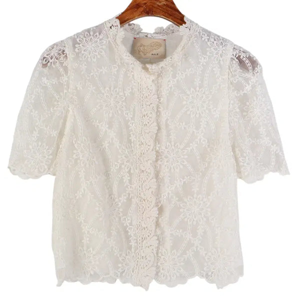 [BUNJANG] Aile Lace See-Through Blouse (Women's S) / 에르 AILE 레이스 시스루 블라우스 S / k5855