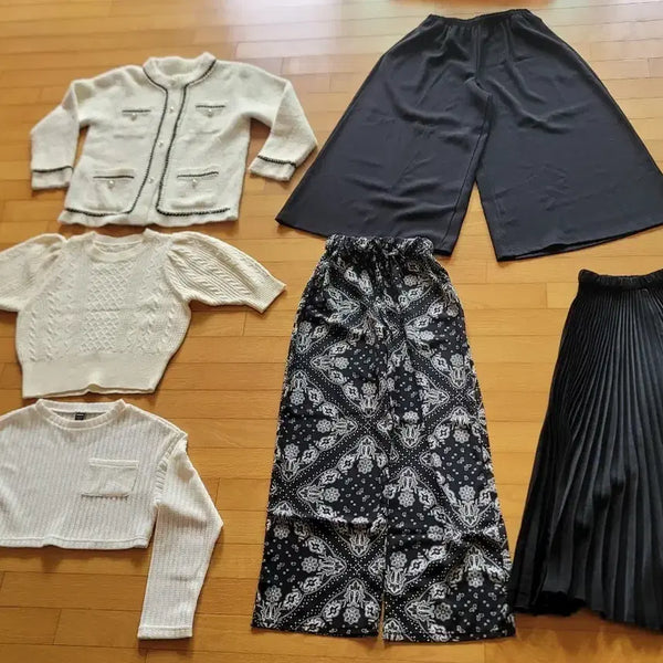 [BUNJANG] Cardigan, Knit, Croptop, Pants, Skirt Pants Bundle / 가디건, 니트, 크롭탑, 바지, 치마바지 사진전부