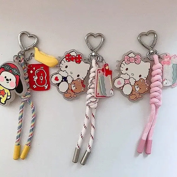 [BUNJANG] Hello Kitty & Dog Pendant Rope Keychain / 귀여운 펜던트 로프키링