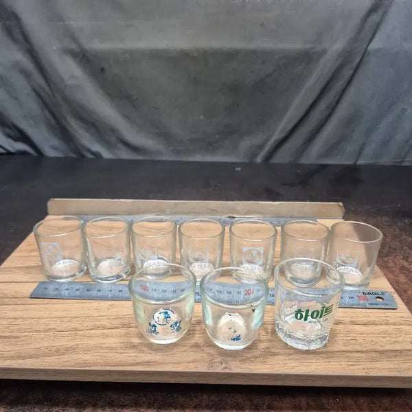 [BUNJANG] Vintage Korean Soju Glasses Bundle (10 pcs) / 1980년대진로 소주잔 2점 보해소주잔 7점 하이트소주 1점 일괄