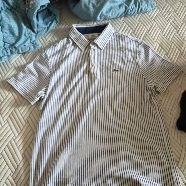 [BUNJANG] Lacoste Striped Polo T-Shirt (Size 100) / 라코스테 스트라이프 카라티 (100)